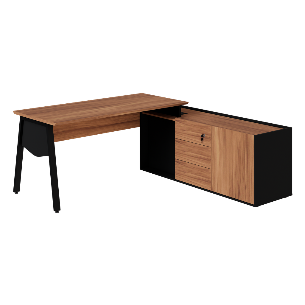 MESA DIRETOR DINÂMICA PÉ CAVALETE COM ARMÁRIO PEDESTAL - VERSA