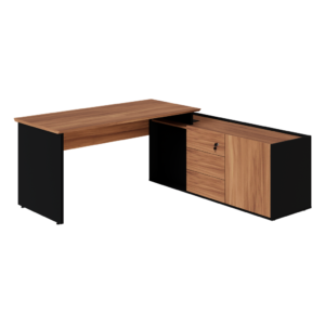 MESA DIRETOR DINÂMICA PÉ PAINEL COM ARMÁRIO PEDESTAL - VERSA