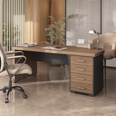 MESA TAMBURATO COM GAVETAS LADO DIREITO - EXECUTIVA - Imagem 6