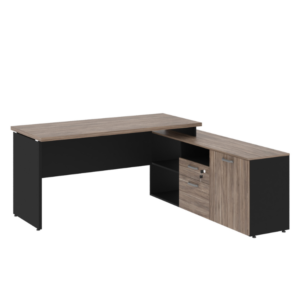 MESA DINÂMICA COM ARMÁRIO LATERAL COM 01 GAVETA 01 PASTA E 01 PORTA - YARIS