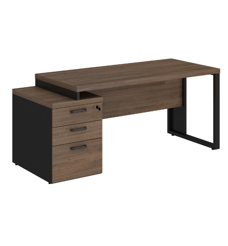 MESA DIRETOR DINÂMICA COM GAVETEIRO PED. 02 GAVETAS 01 PASTA - PÉ QUADRO - START